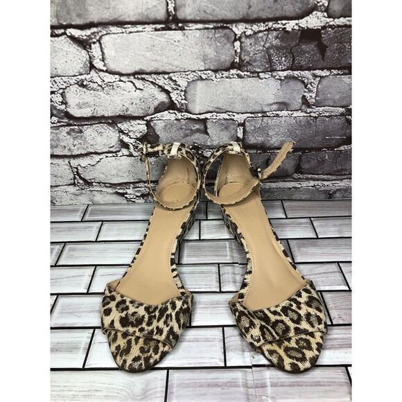 J. Crew Leopard Print Metallic Laila Leopard Wedge Ankle Strap Sandals Women 8M - Picture 3 of 16